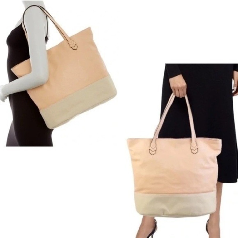 Rebecca Minkoff Leather Mansfield Tote Purse Shoulder Bag Neutral‎ Tan Two Toned